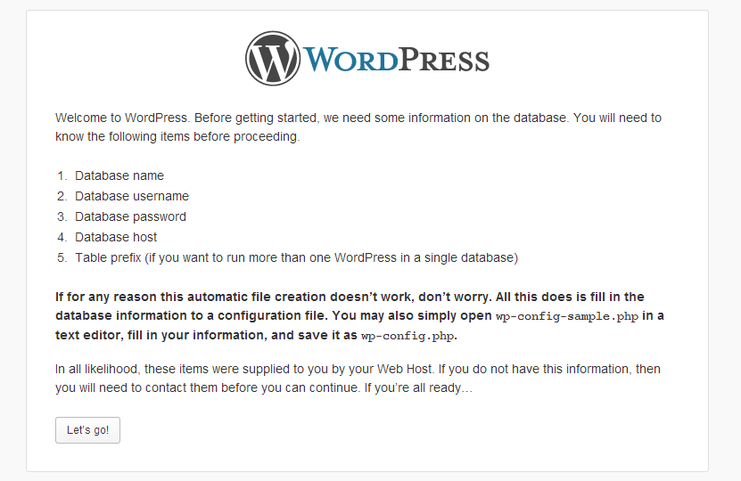Wordpress setup